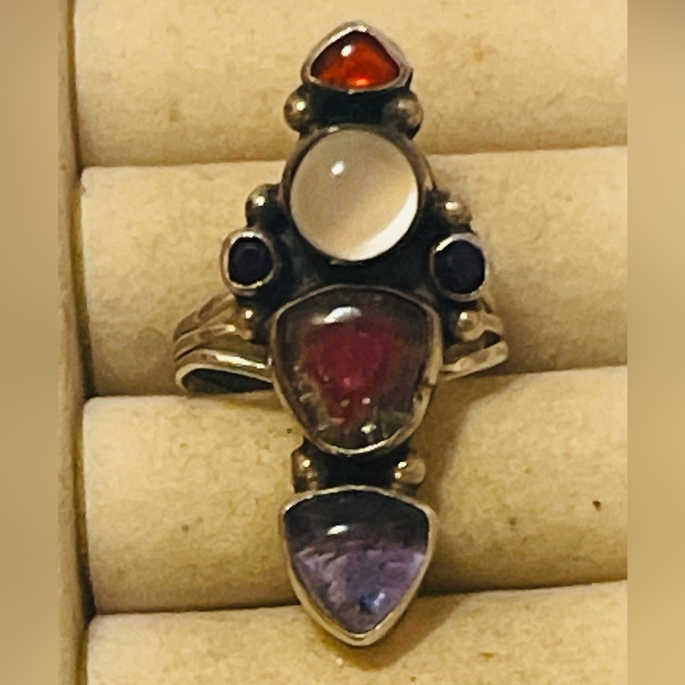 VTG SOUTHWEST Sterling silver Multi stone RING SZ 7
